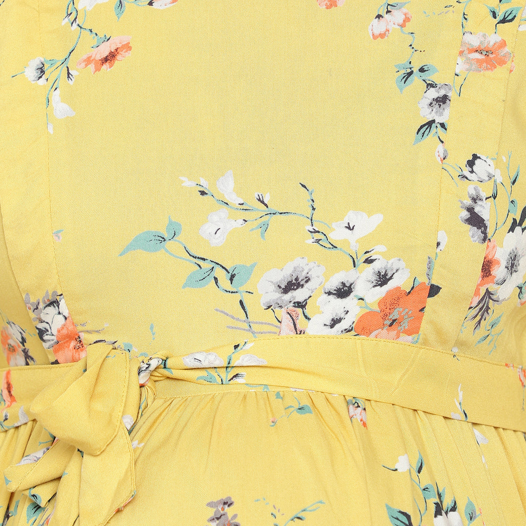 Yellow Floral Maternity & Nursing Maxi Dress